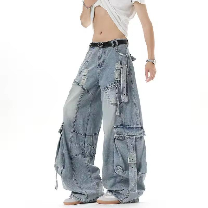Japanese Brand VIBE Street Retro Heavyweight Multi-Pocket Cargo Jeans Size US 29 - 6 Thumbnail