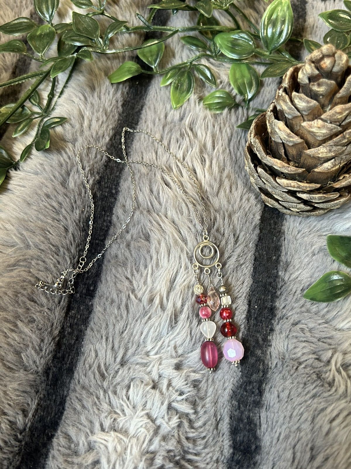 Handmade Handcrafted beaded drop pendant on chain necklace Size ONE SIZE - 4 Thumbnail