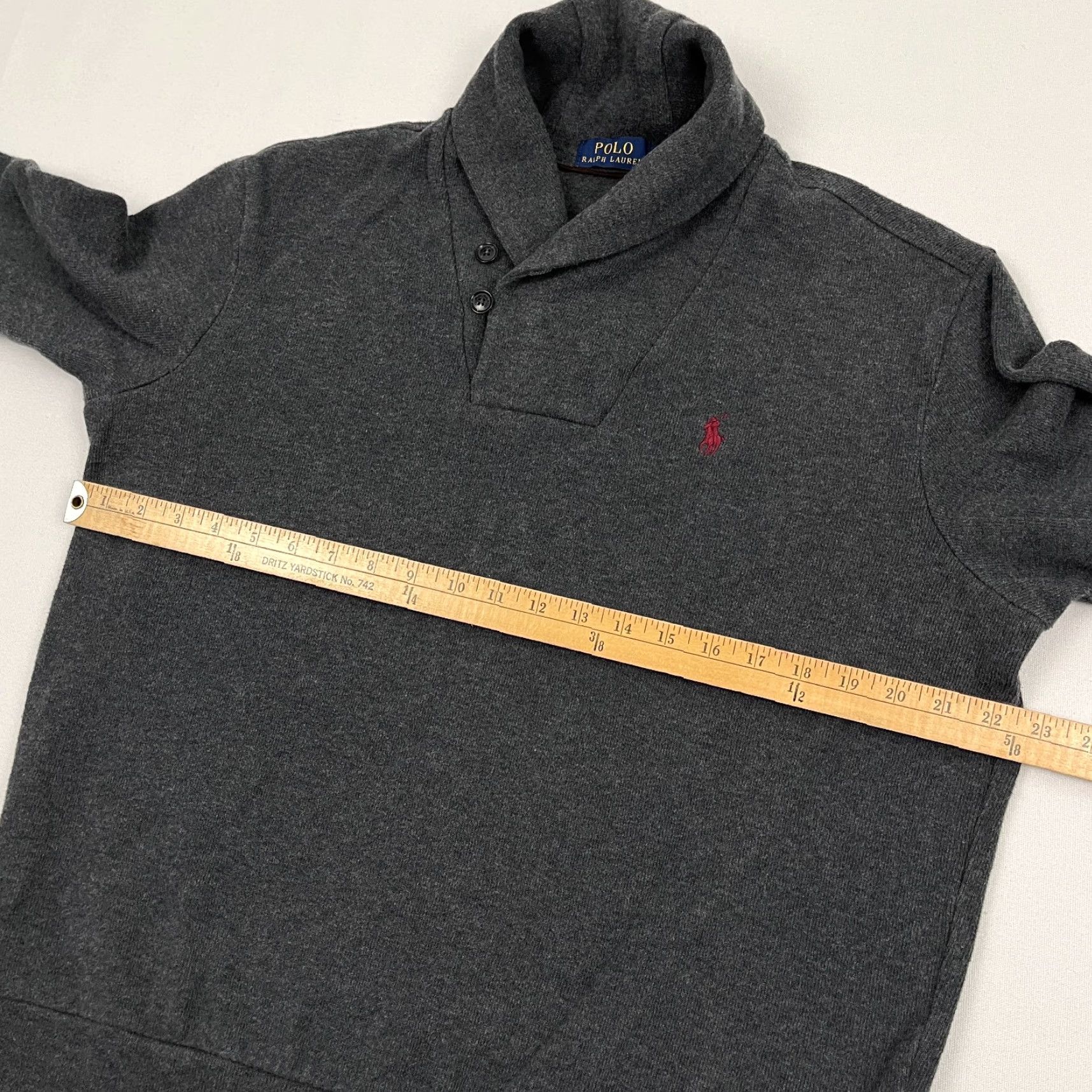 Polo Ralph Lauren Polo Ralph Lauren Sweater Mens L Gray Elbow Patch Shawl Collar Preppy Casual Knit Size US L / EU 52-54 / 3 - 6 Thumbnail
