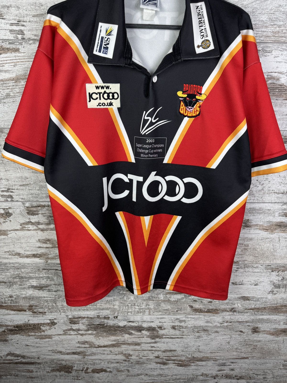 Vintage Bradford Bulls Super League Champions Away Rugby T-Shirt Size US S / EU 44-46 / 1 - 3 Thumbnail