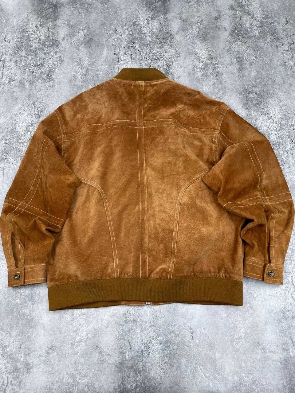 Vintage Vintage 90s Suede Leather Men Bomber Jacket Brown Size US XL / EU 56 / 4 - 9 Thumbnail