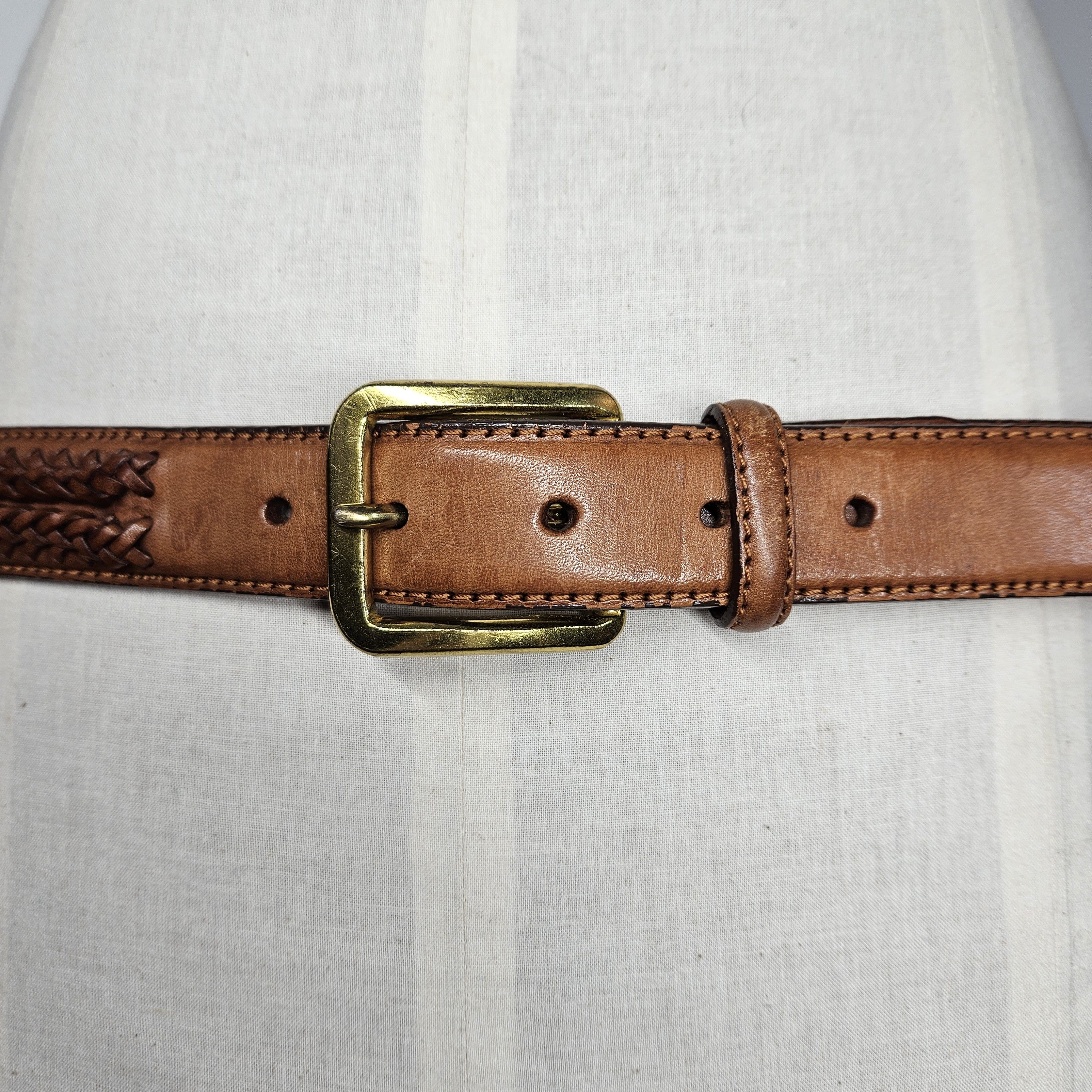 Lands' End Lands' End 37-41" NEW Belt Leather Brown Woven Double Braid Size 38 - 6 Thumbnail