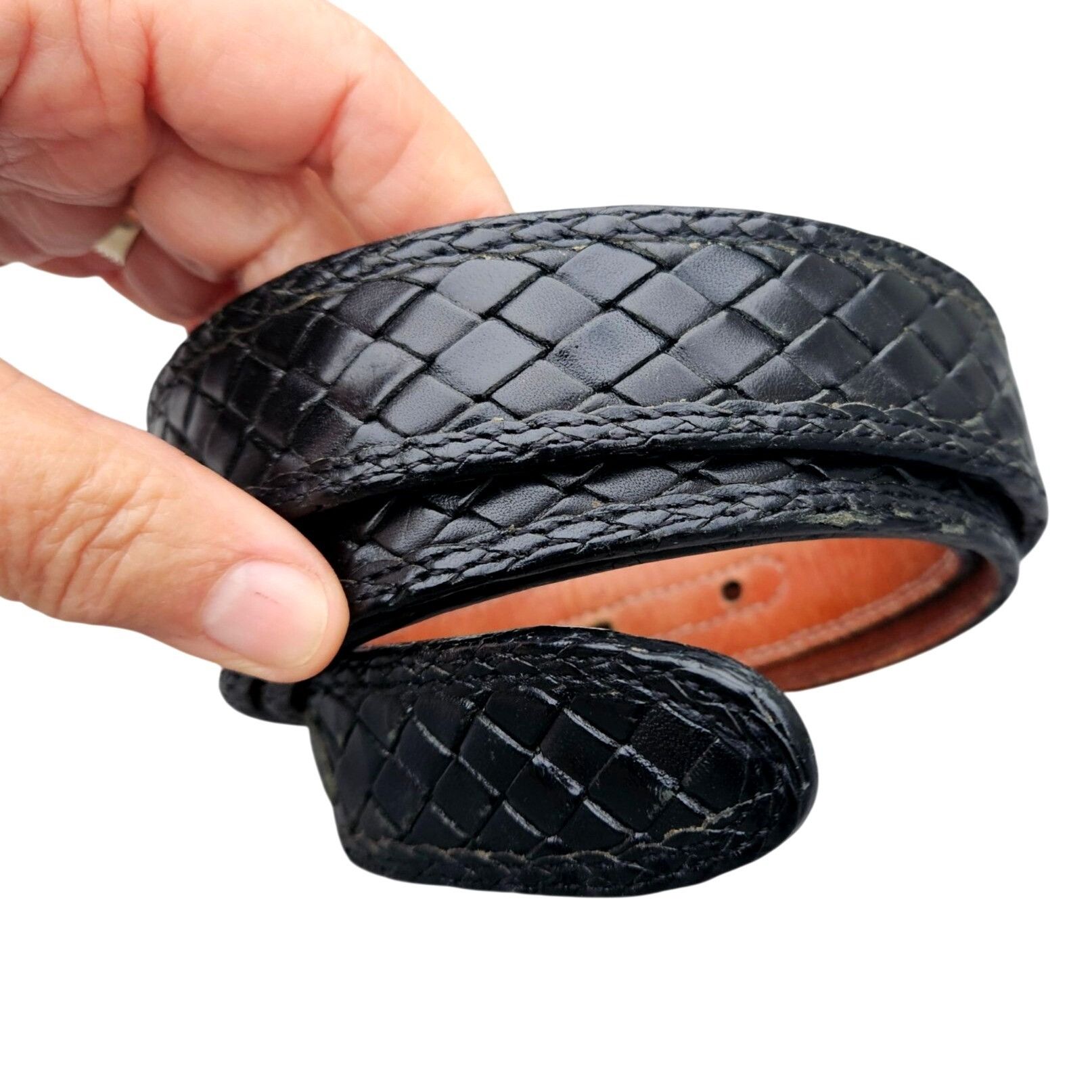 Bragano Bragano Black Woven Leather Belt Mens Made in Canada XL 41–4 Size 42 - 10 Thumbnail