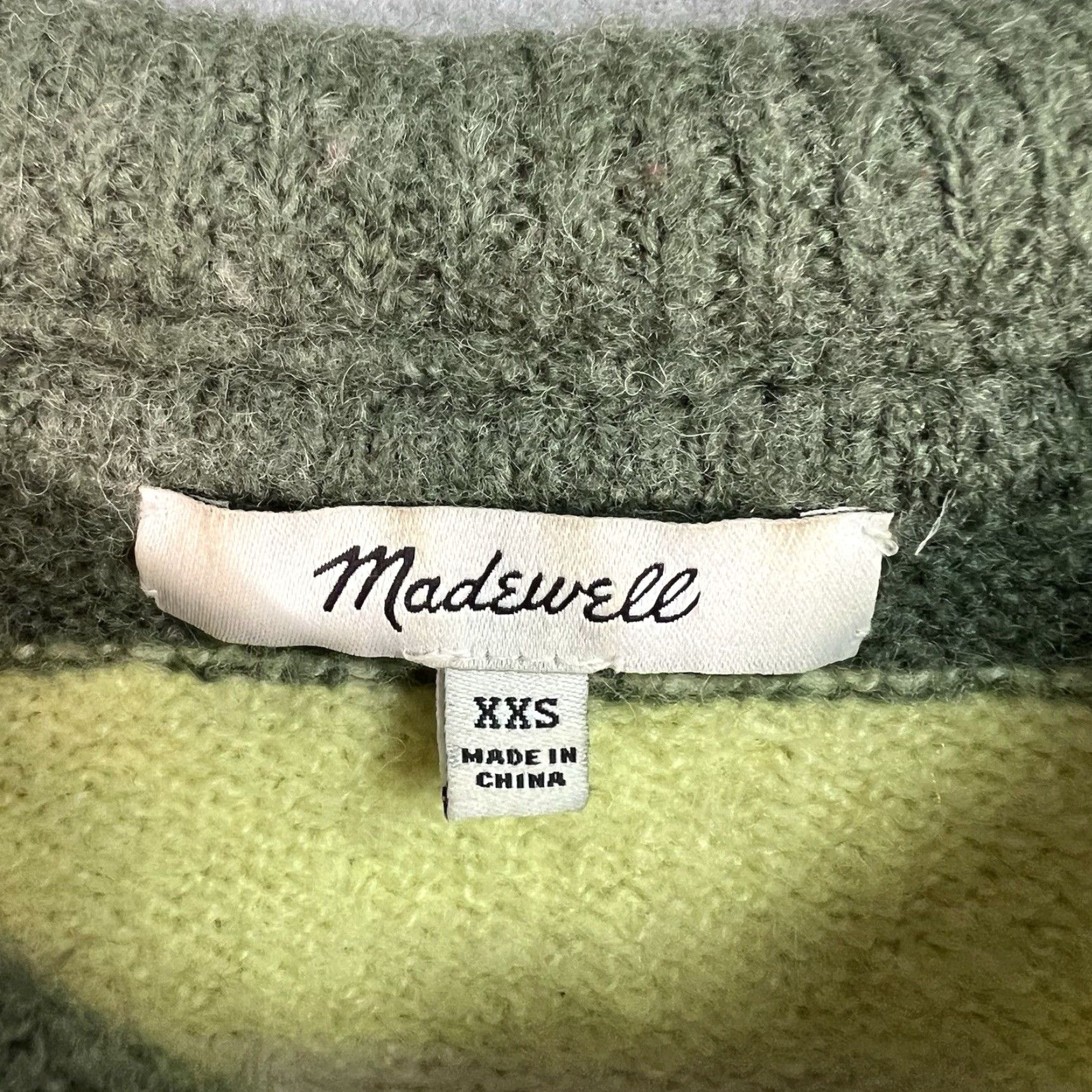 Madewell Madewell Striped Knit Sweater Womens XXS Green Yellow Alpaca Wool Blend Size XXS / US 00 / IT 34 - 7 Thumbnail