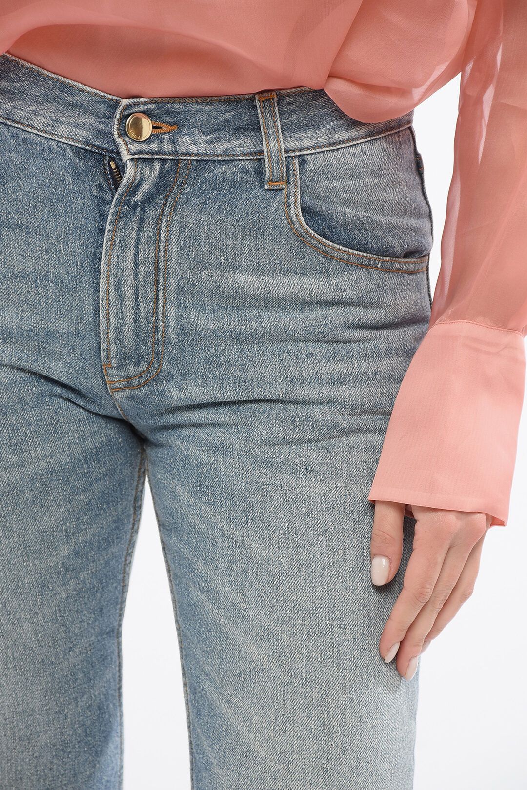 Chloe og1mm1125 Light Washed Flared Fit Denim in Light Blue Size 28" / US 6 / IT 42 - 3 Thumbnail