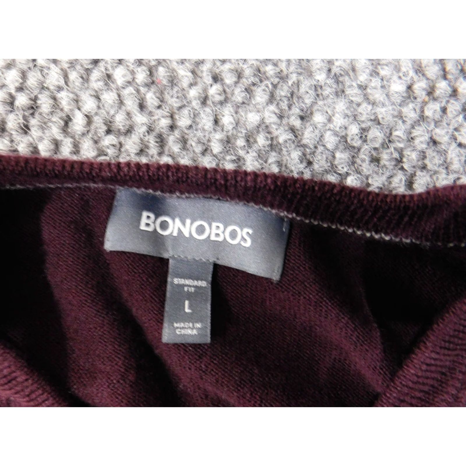 Bonobos Bonobos Sweater Mens Large Purple Wool V-Neck Pullover Knitting Knit Cable Knit Business Office Regular L Zip Size US L / EU 52-54 / 3 - 5 Thumbnail