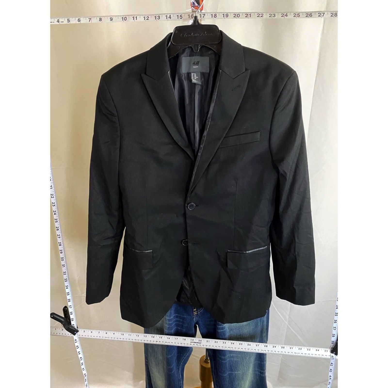 H&M H & M Jacket Blazer 38R Slim Mens Poly Blend Tuxedo Coat Jacket Coat Sharp 90s Size 38R - 2 Thumbnail