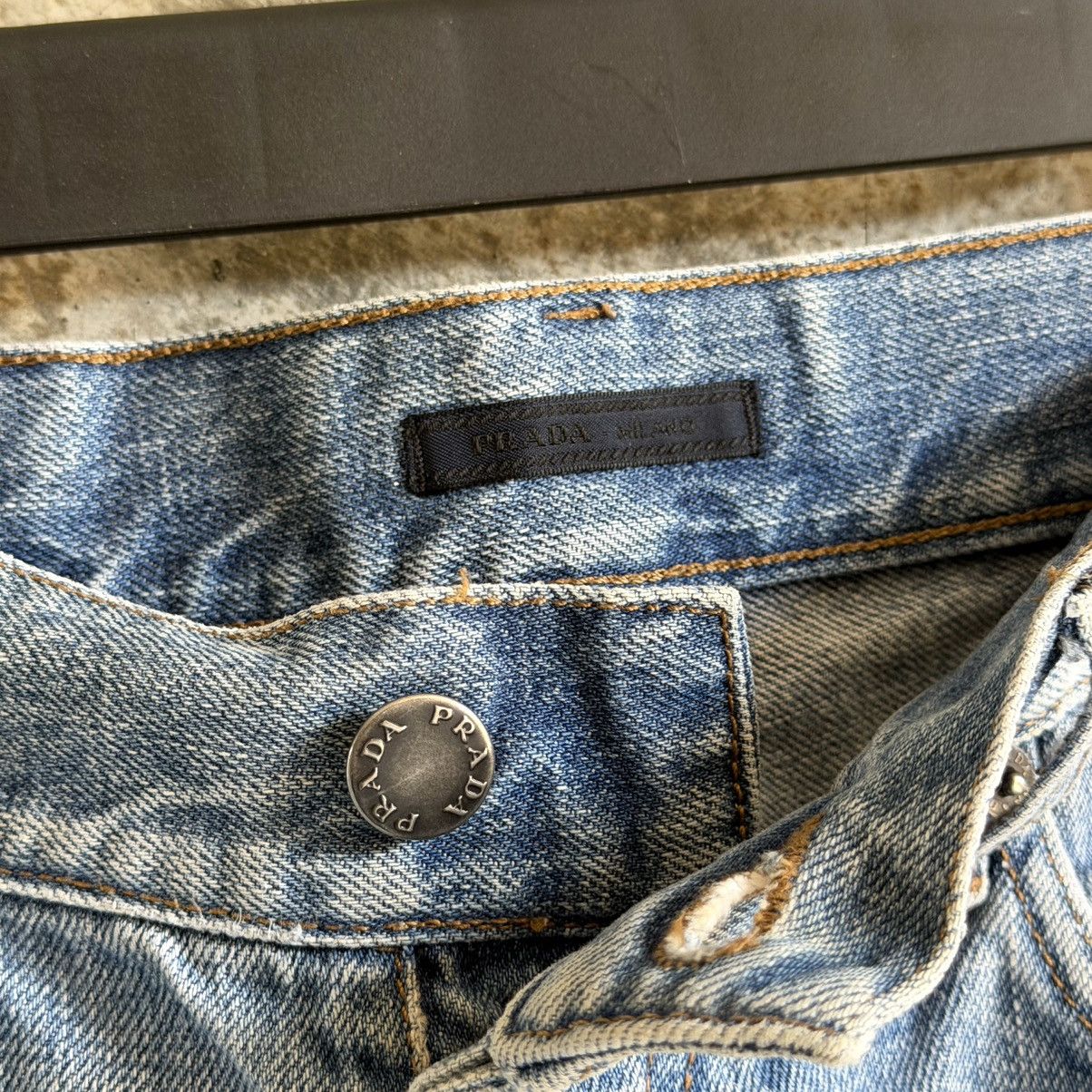 Prada 2000’s Prada Light Wash Thrashed Repair Denim Size US 32 / EU 48 - 8 Thumbnail