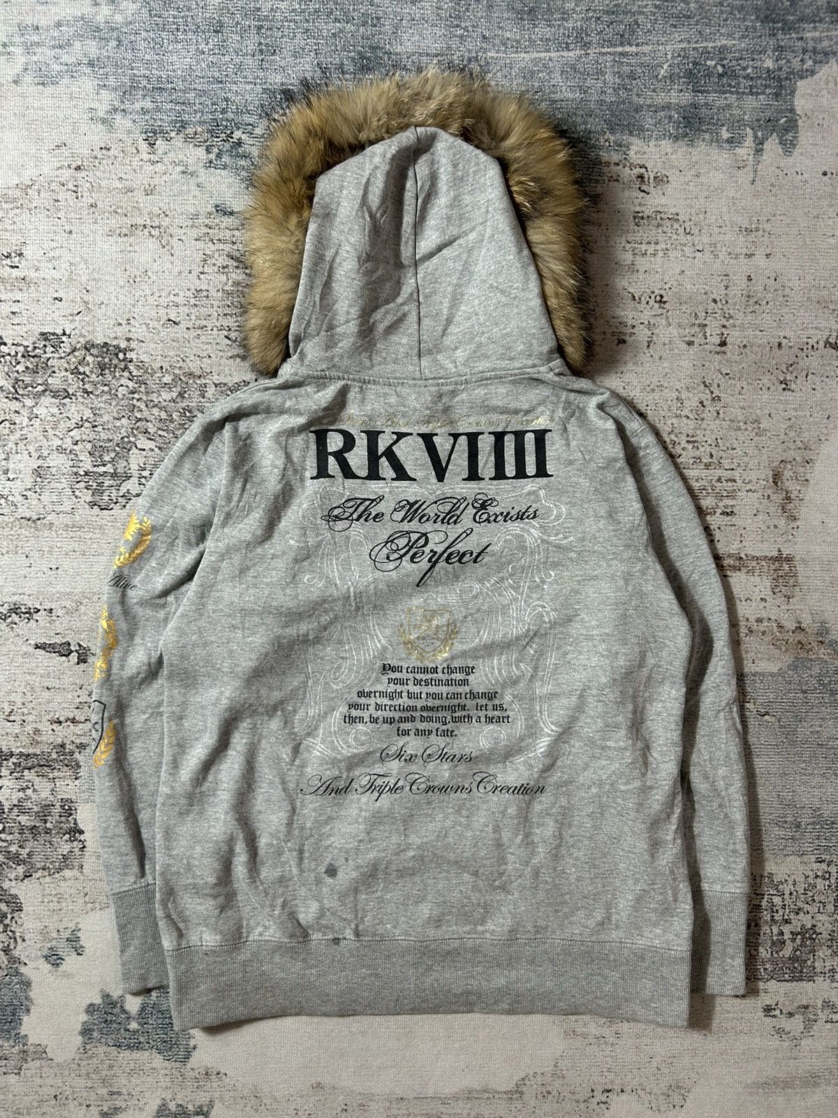 If Six Was Nine × Japanese Brand × Le Grande Bleu (L.G.B.) Japanese Poem Faux Fur Zip Hoodie Lgb Styled Size US L / EU 52-54 / 3 - 2 Thumbnail