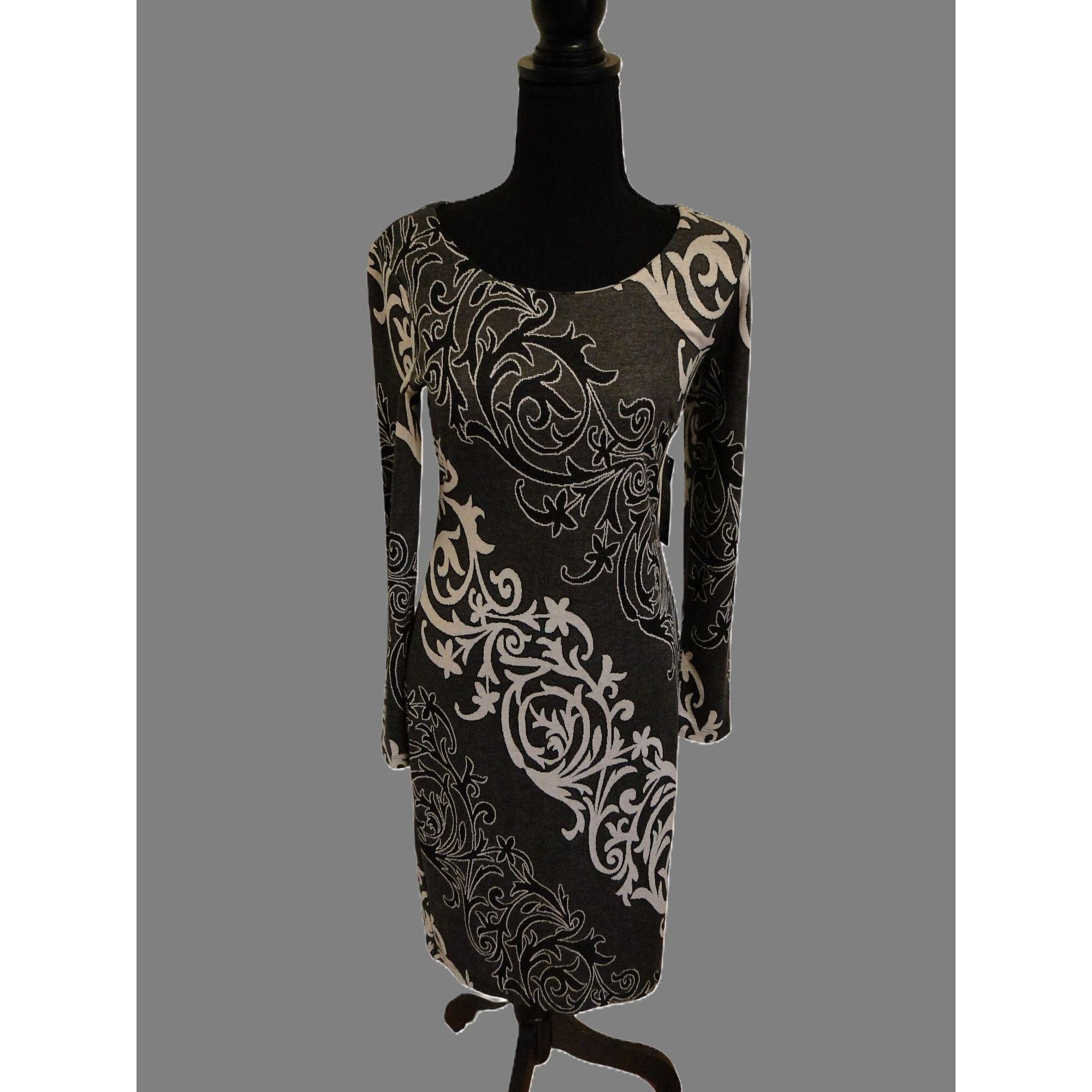 Other New York & Company Dress Gray & White Long Sleeve Women's Si Size S / US 4 / IT 40 - 1 Thumbnail