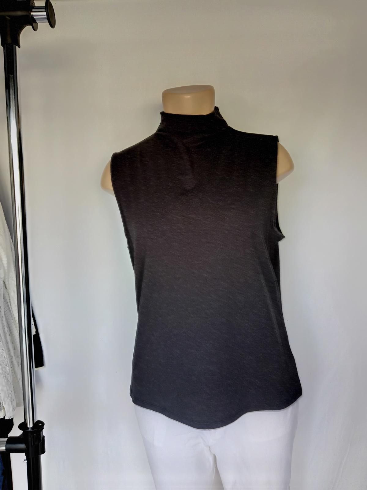 Designer Anne Klein Stretch Mock Neck Tank Top - Size L Size L / US 10 / IT 46 - 2 Thumbnail