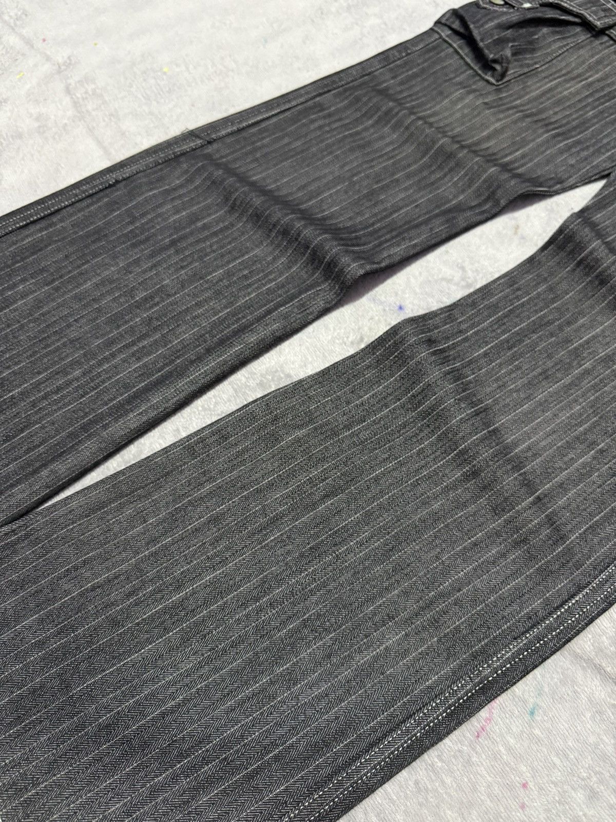 Tornado Mart Tornado Mart Japan Studded Herringbone Cargo Flared Jeans Size US 30 / EU 46 - 8 Thumbnail