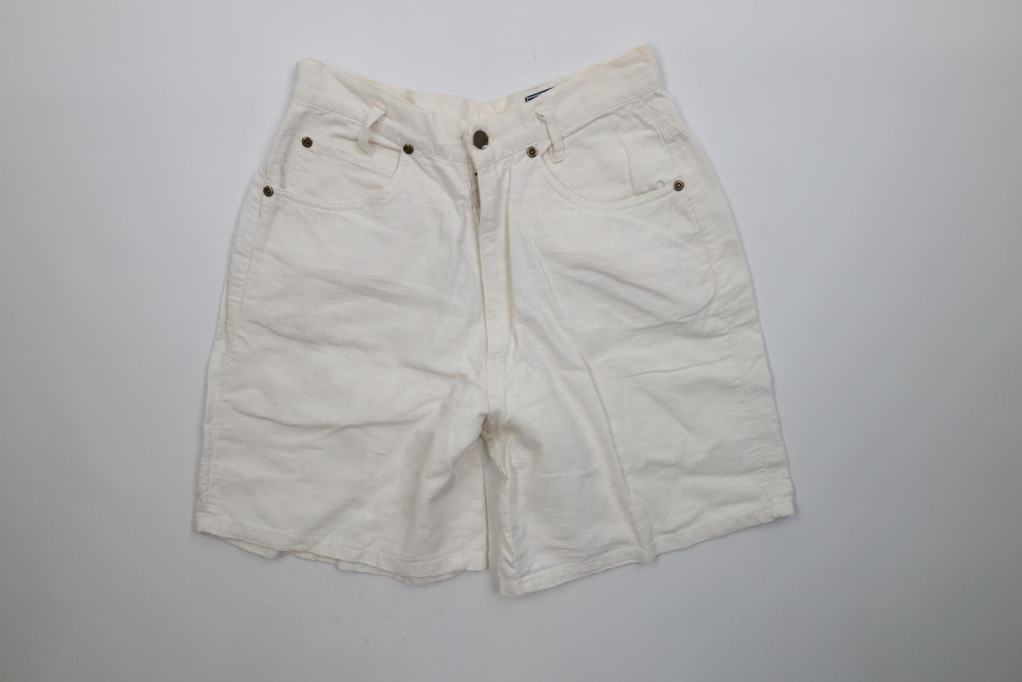 Vintage Vintage 80s 90s Streetwear Weave Shorts Cream Ramie Cotton Size 30" / US 8 / IT 44 - 1 Thumbnail