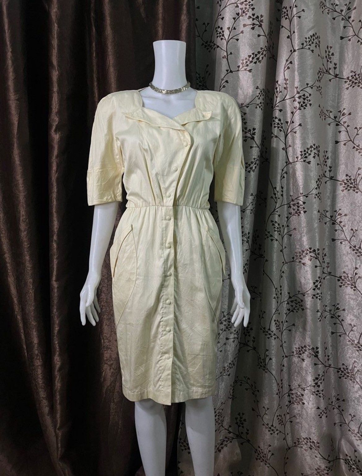 image of Archival Thierry Mugler Cotton Dress in Yellow, Women's (Size Small)