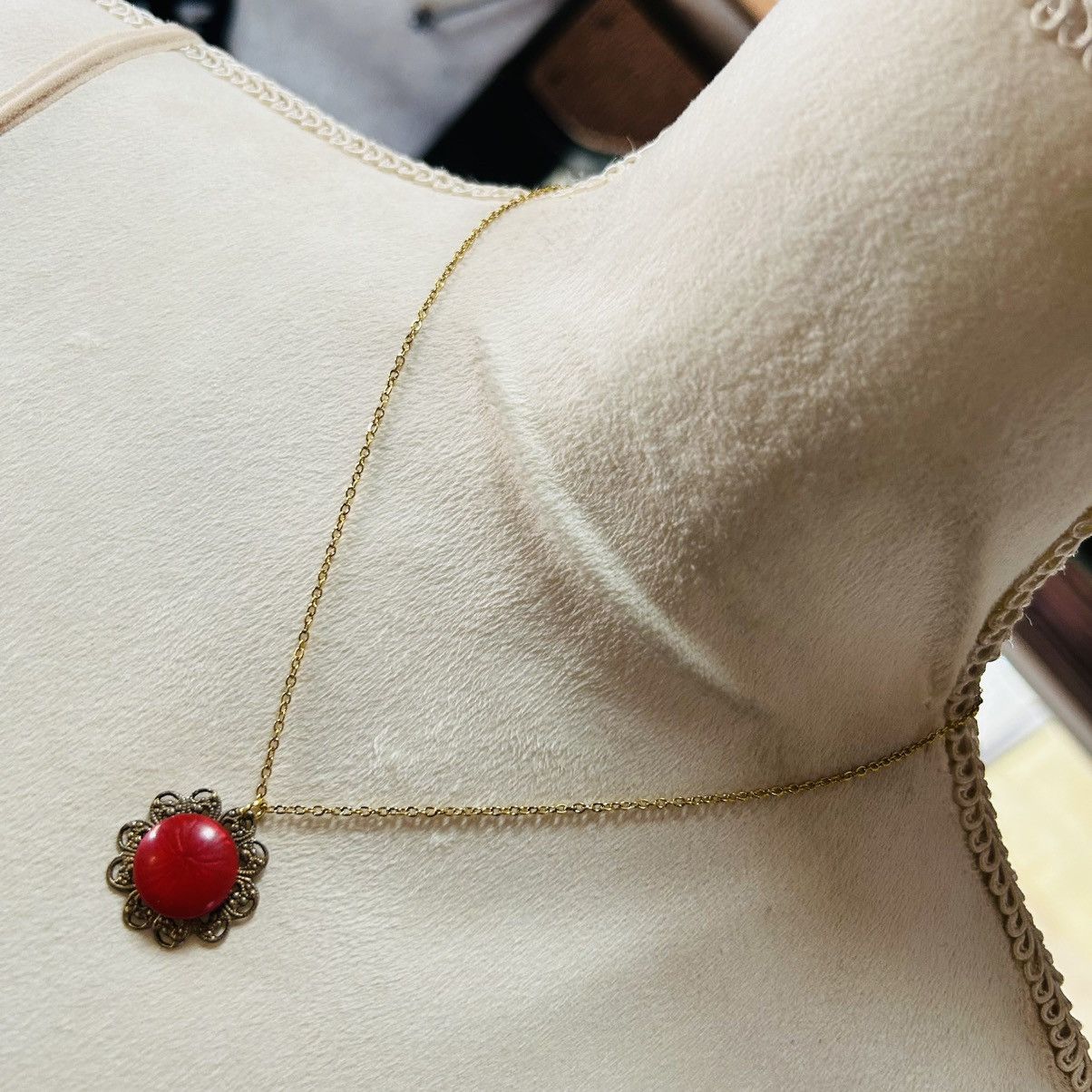 Vintage Vintage 50’s salvaged filigree pendant on chain necklace Size ONE SIZE - 2 Thumbnail