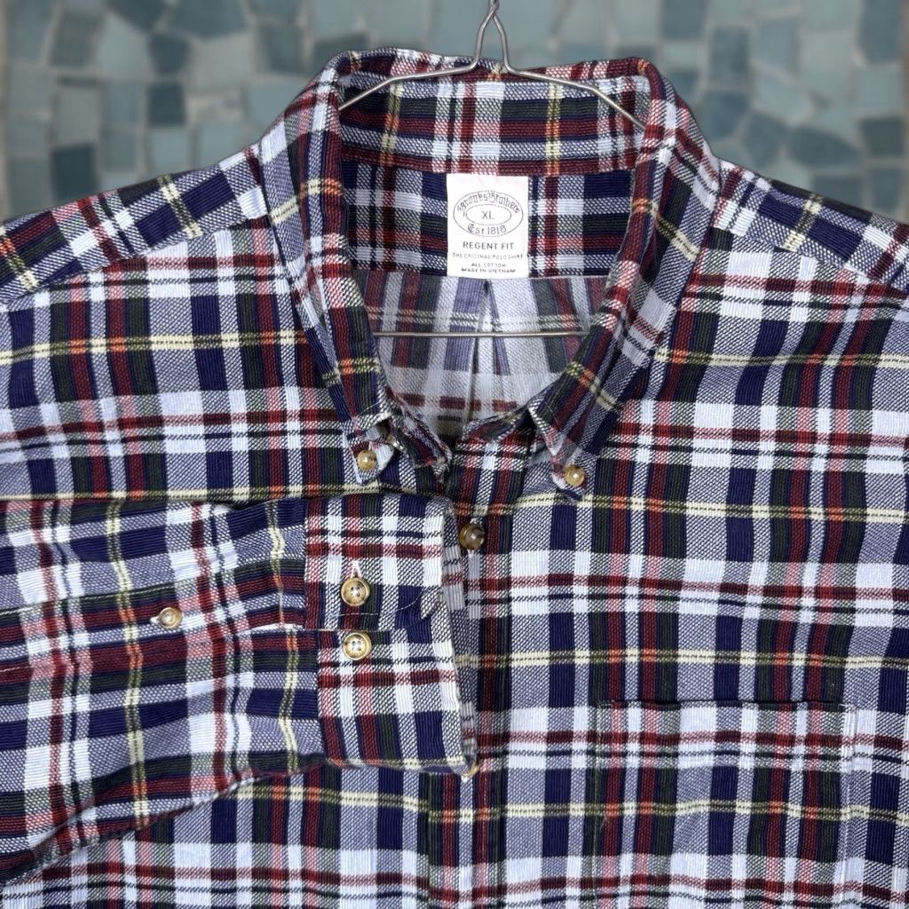 Brooks Brothers Brooks Brothers Corduroy Shirt Mens XL Multicolor Plaid 1818 Button-Up Long Sleeve Casual Regular Shirt Size US XL / EU 56 / 4 - 1 Thumbnail