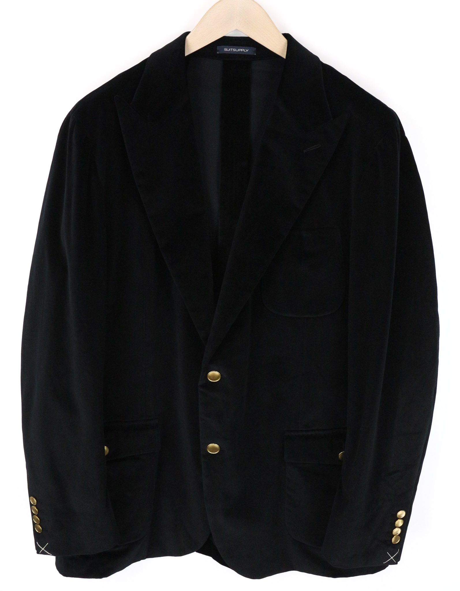 Suitsupply LA SPALLA UK48R Black Cotton Stretch Velvet Blazer 73821 Size 48R - 1 Thumbnail