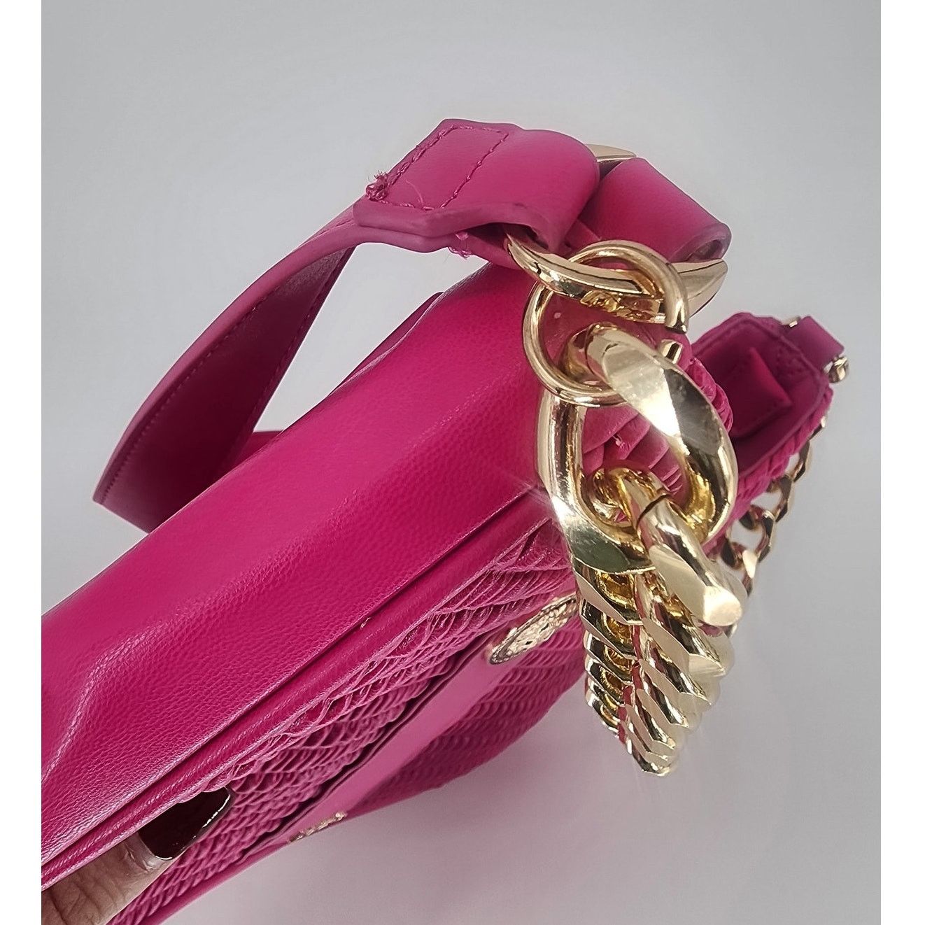 Aldo Aldo Barbie Pink Faux Leather Ruched Shoulder Bag Size ONE SIZE - 11 Thumbnail