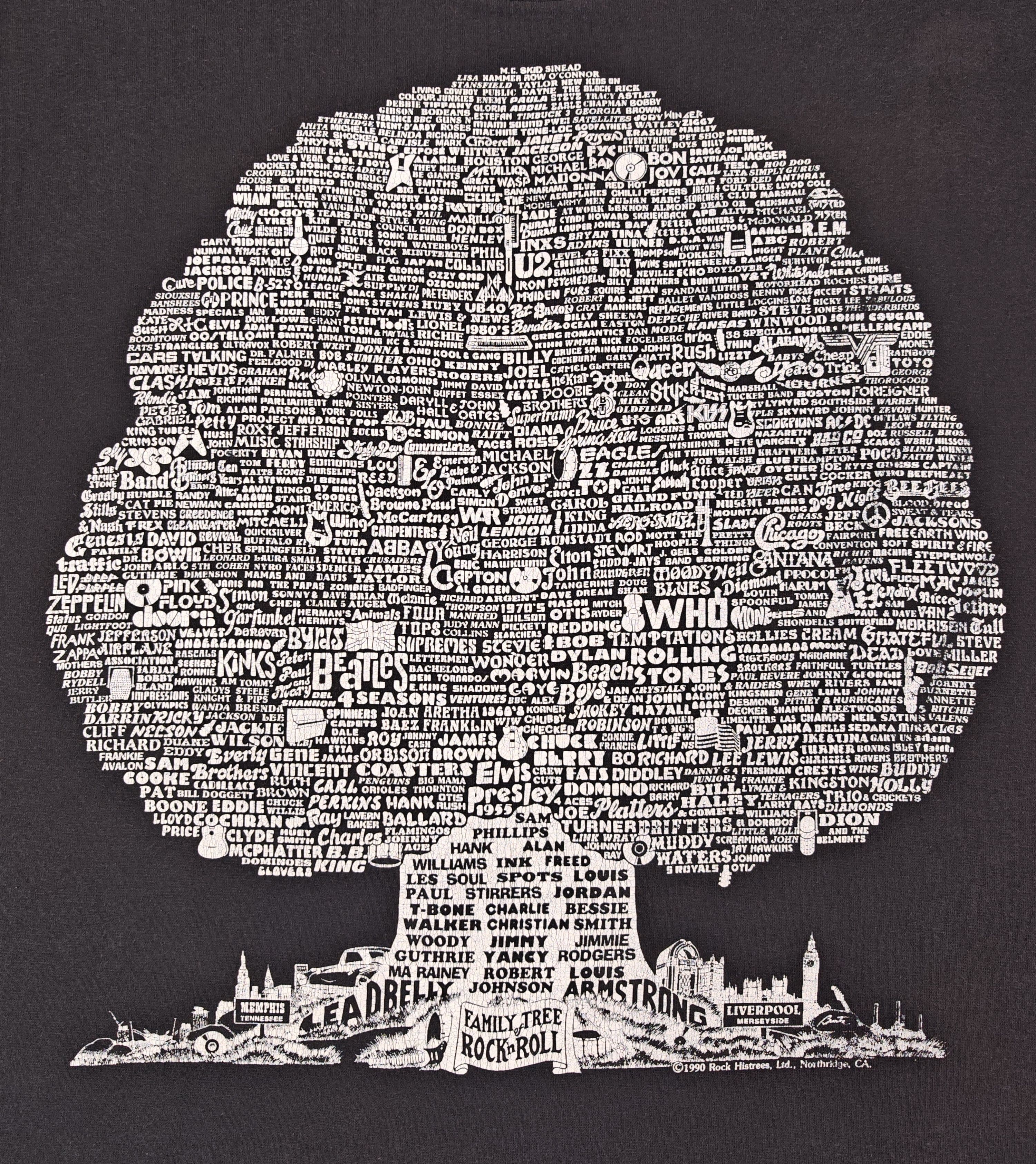 Vintage Vintage 1990s Family Tree Of Rock N Roll Tee Size US L / EU 52-54 / 3 - 9 Thumbnail