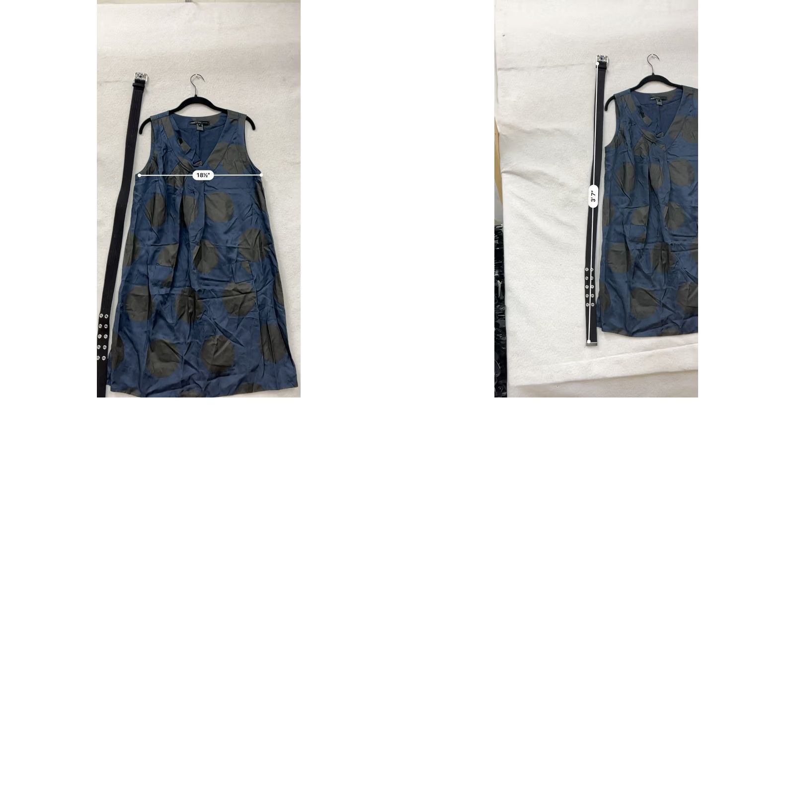 Marc by Marc Jacobs Marc by Marc Jacobs Womens Dress Sleeveless Navy Black Polka Dot A-Line Knee Length L Belt Silver Back Zip Size L / US 10 / IT 46 - 8 Thumbnail