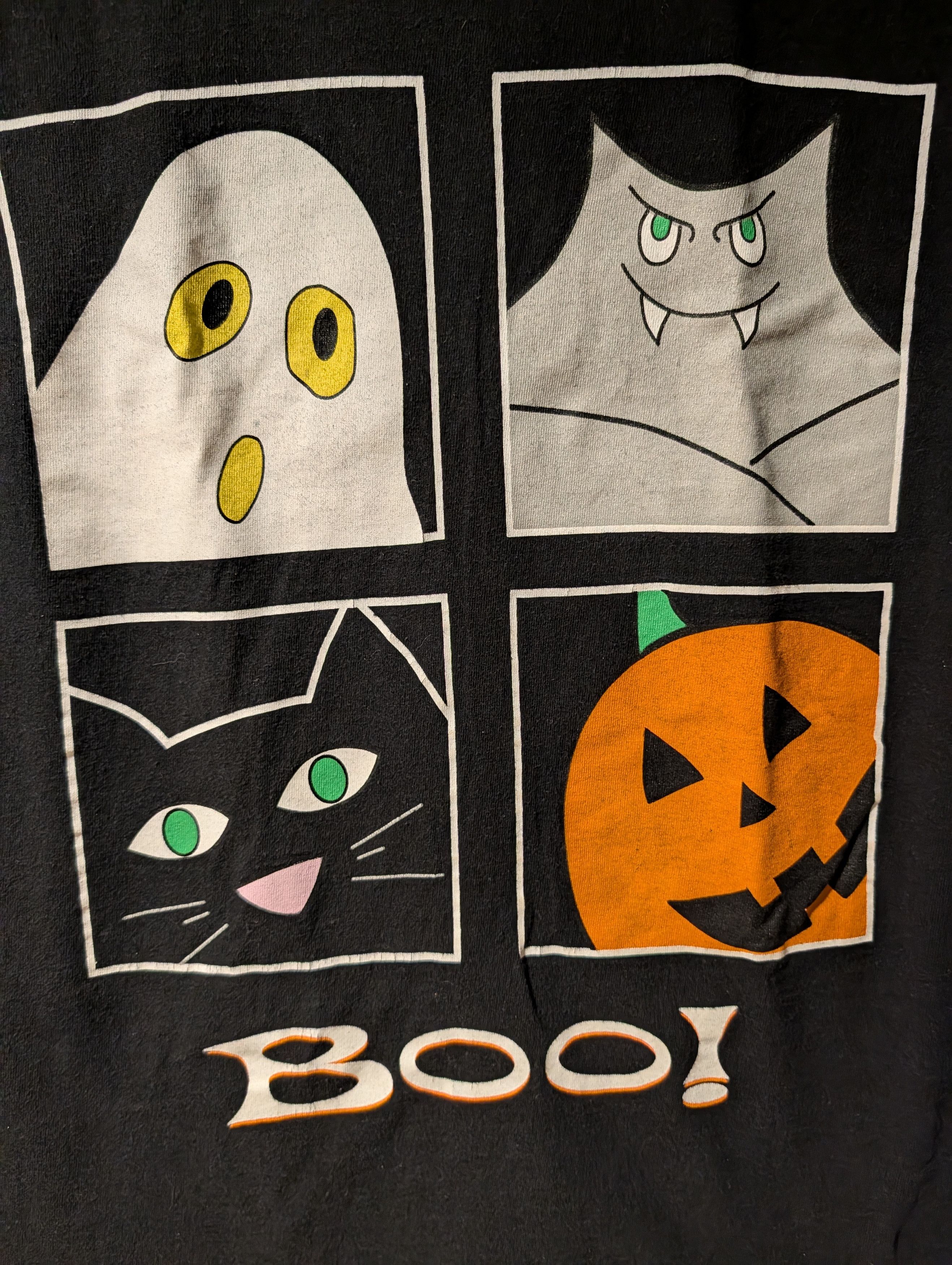 Vintage Vintage 90s Boo! Halloween Horror Ghost Bat Cat T-Shirt Size US M / EU 48-50 / 2 - 2 Thumbnail