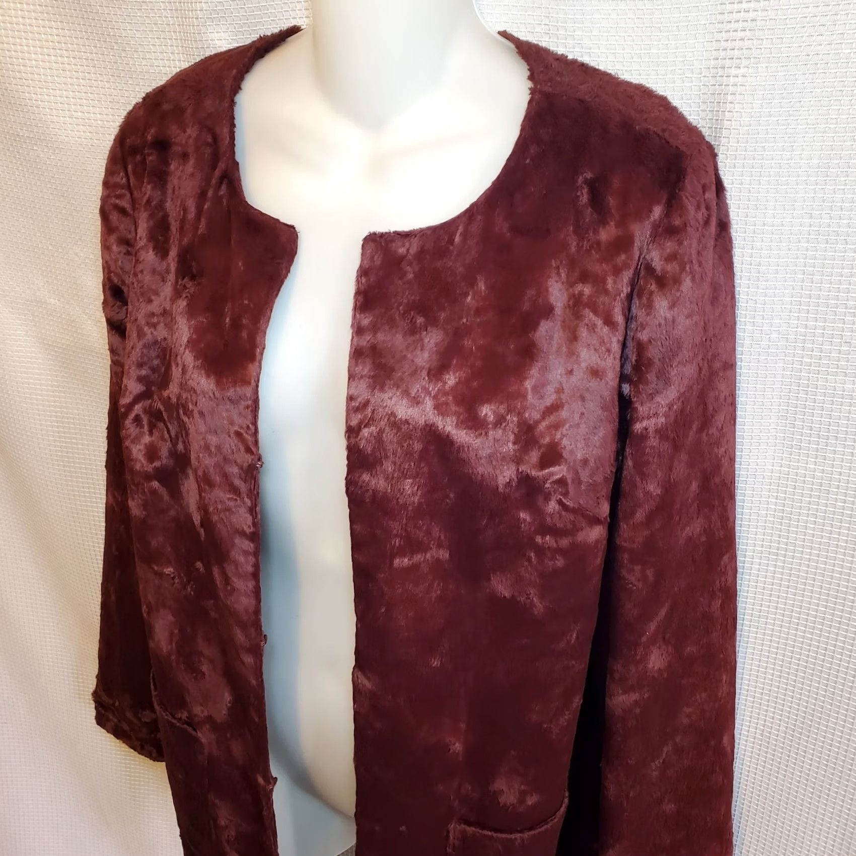 Habitat Anthropologie Tabitha Talley Womens Coat Burgundy Faux Fur Sz Sm City Party Size S / US 4 / IT 40 - 3 Thumbnail