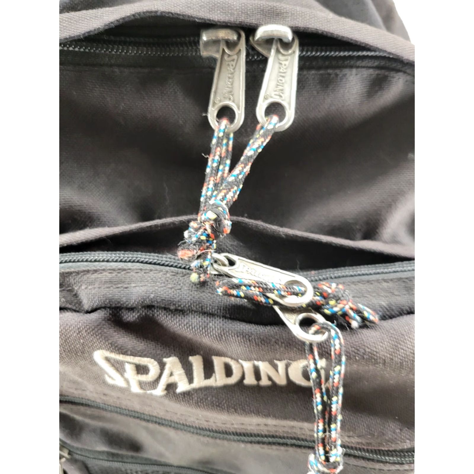 Spalding VINTAGE Spalding Backpack 90s Leather Bottom Black Canvas Medium Unisex Adults Bag Bag School Backpack Mens Womens Size US 31 - 3 Thumbnail