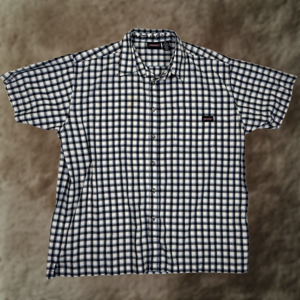 Dickies Dickies Shirt Mens 2XL Short Sleeve Button Front Check Blue White Casual Workwear Button-Up Pocketed Cotton Polyester Regular Size US XXL / EU 58 / 5 - 1 Thumbnail