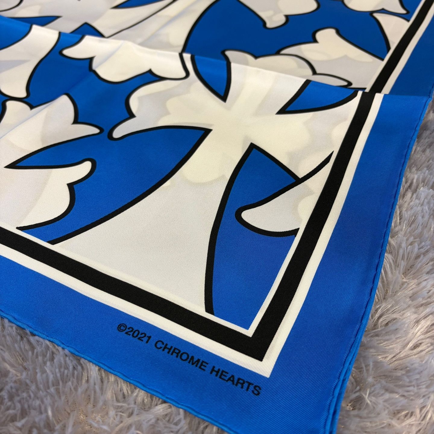 Chrome Hearts Cemetery Cross Silk Scarf Blue Size ONE SIZE - 3 Thumbnail