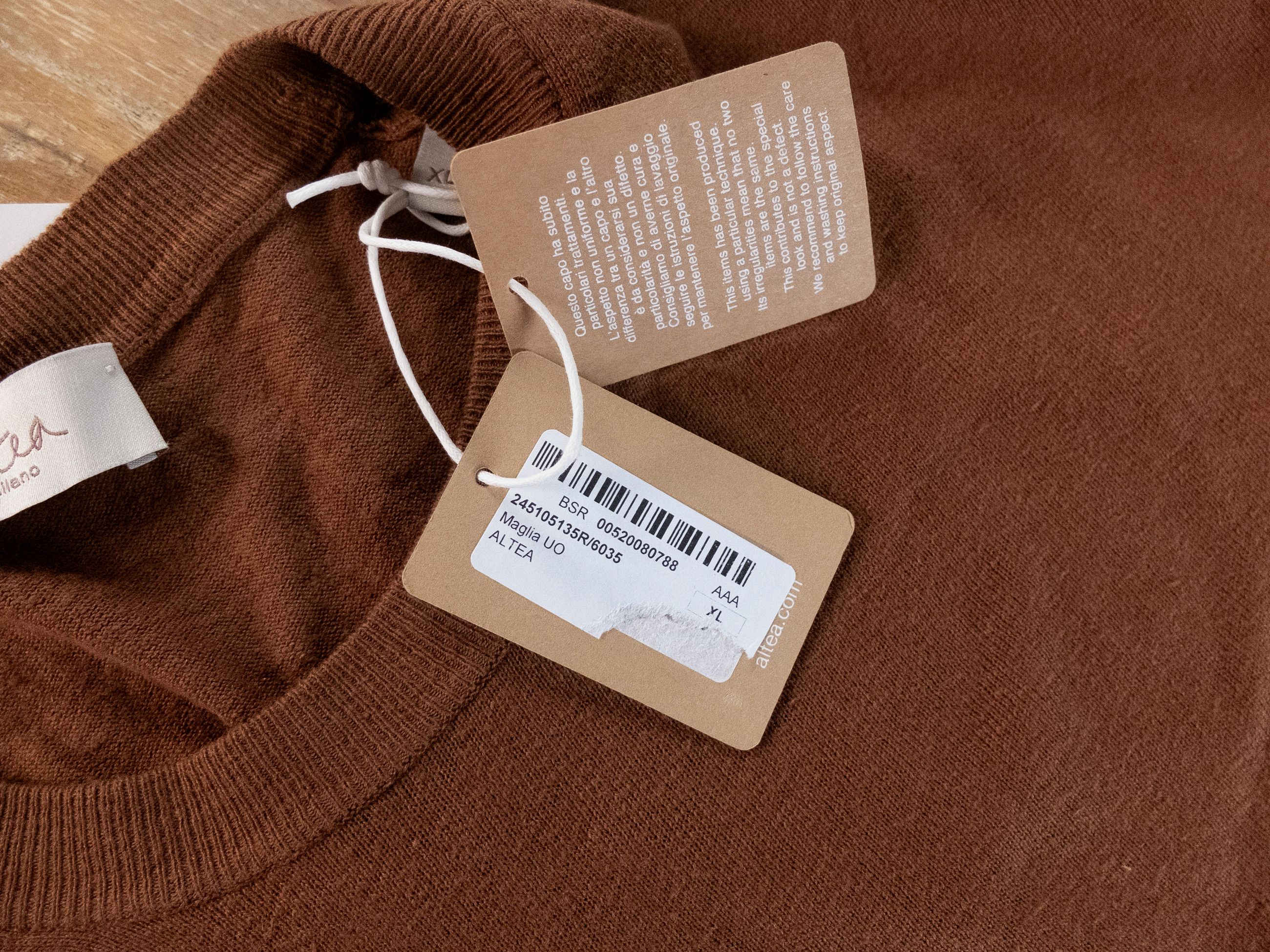 Altea ALTEA Milano brown knit cotton t-shirt Size XL Size US XL / EU 56 / 4 - 3 Thumbnail