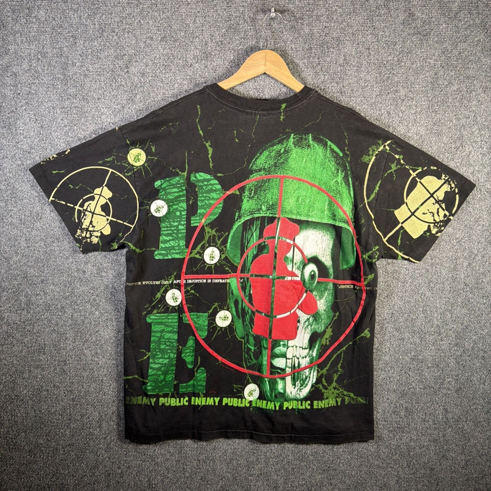 Band Tees Vintage Public Enemy Shirt Mens XL Black 90s AOP Skull Rare Size US XL / EU 56 / 4 - 9 Thumbnail