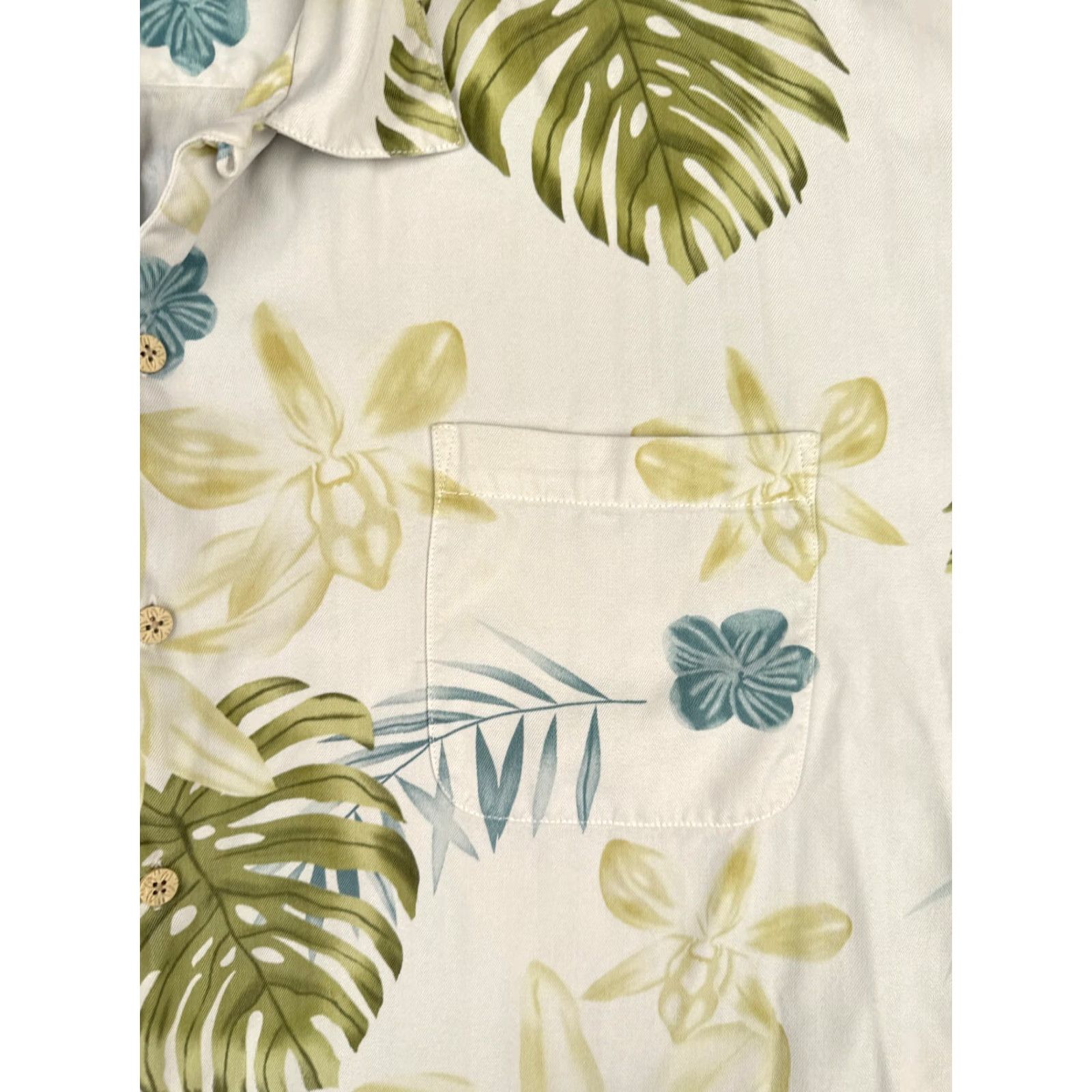 Tommy Bahama Tommy Bahama Shirt Men 2XL XXL White Green Floral 100% Silk Hawaiian Button Up Size US XXL / EU 58 / 5 - 6 Thumbnail