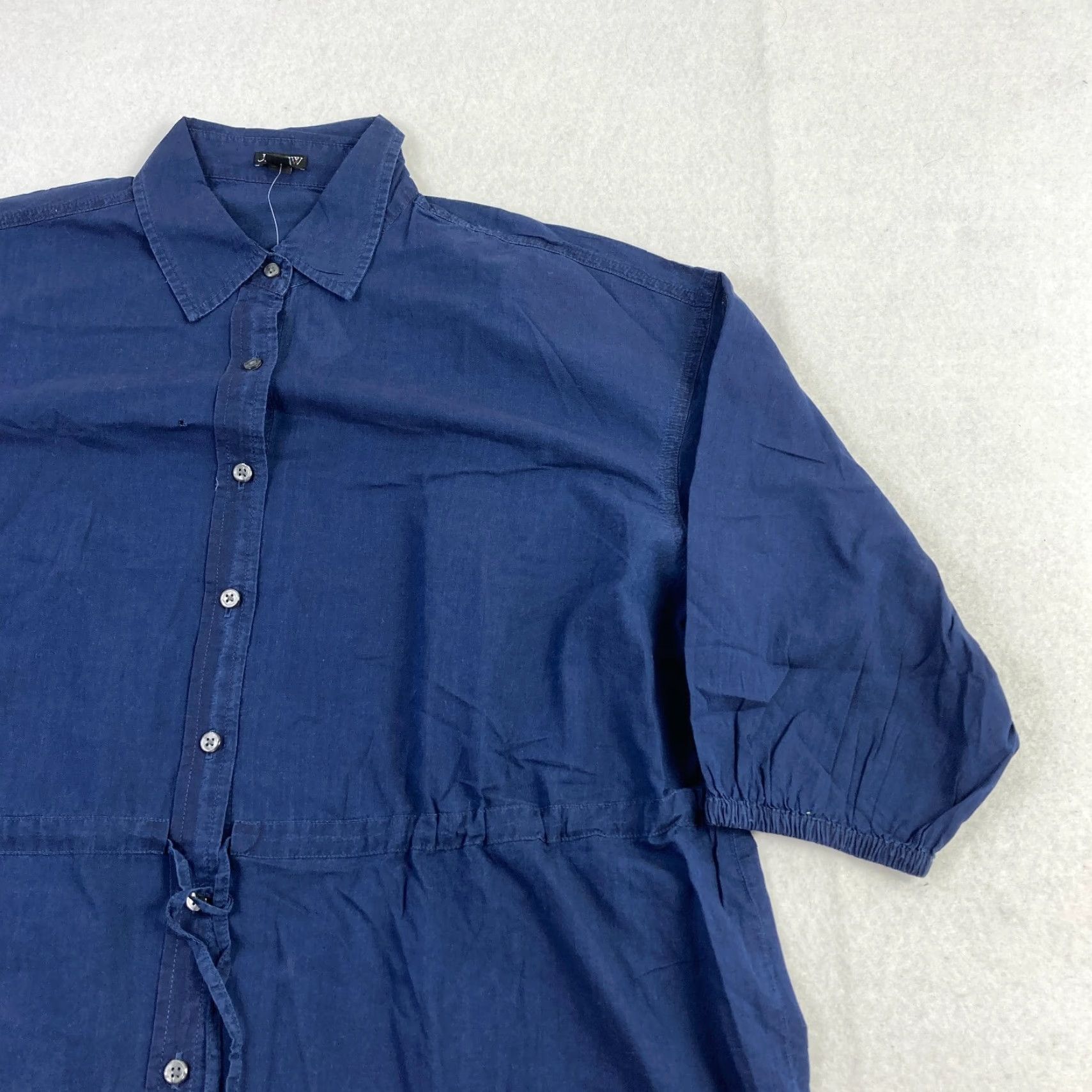 J.Crew J.CREW Shirt Dress Women's Small Blue Cinched Waist Cotton Voile Breezy Cover Up Size S / US 4 / IT 40 - 3 Thumbnail