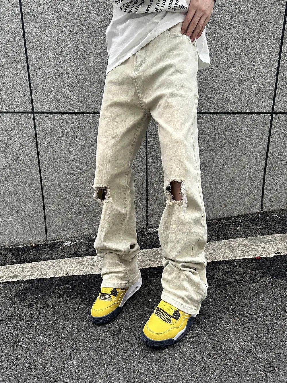 Japanese Brand × Jean Distressed White Denim Jeans Size US 28 / EU 44 - 3 Thumbnail