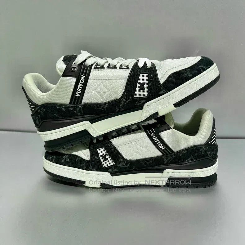 Louis Vuitton Louis Vuitton Trainer Black and White Denim Low Top Board Size US 8 / EU 41 - 4 Thumbnail