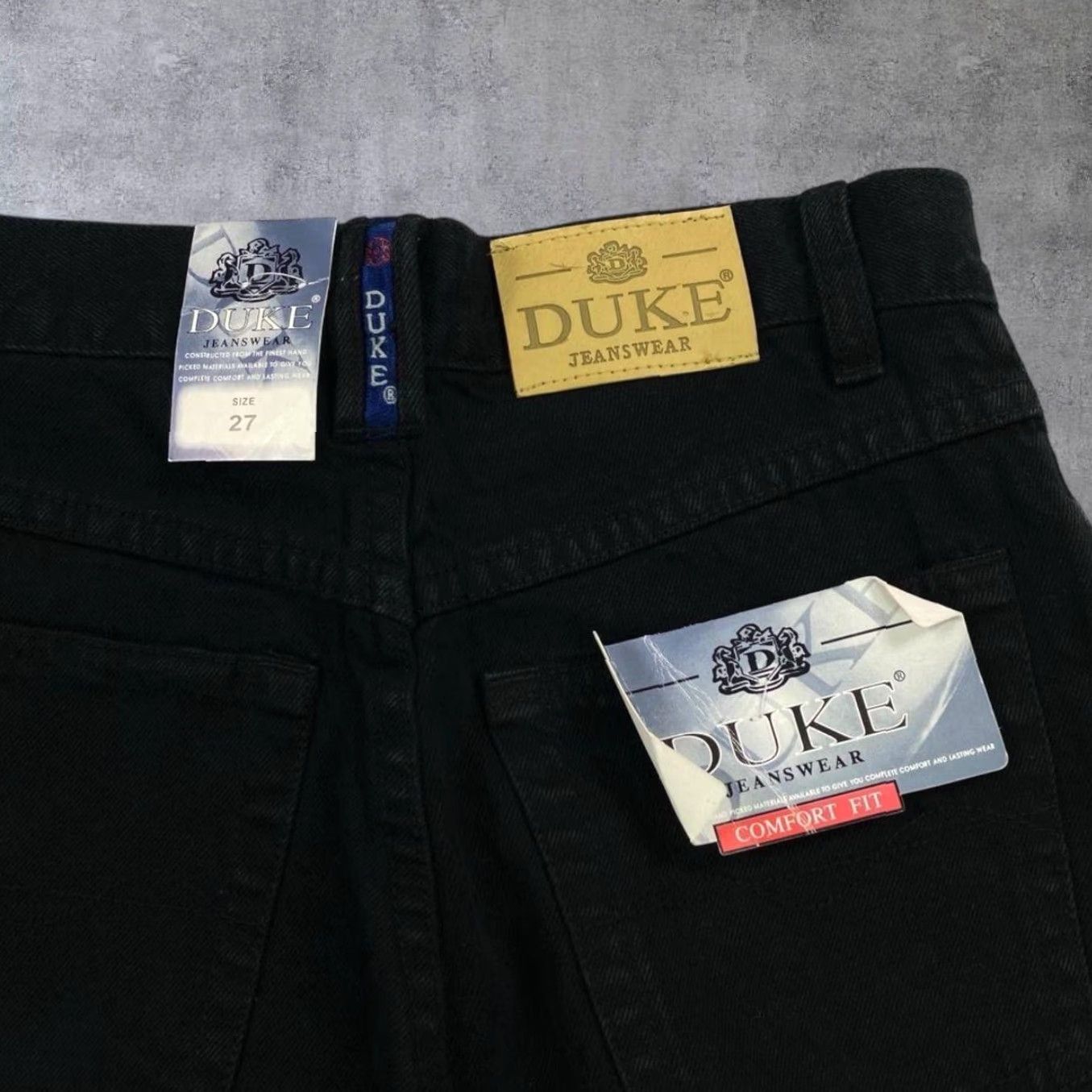 Vintage VINTAGE Duke Jeanswear Black Denim Jeans 27 x 28 Women Straight Regular Zip Fly Button Fastening Deadstock Early 00's Size 27" / US 4 / IT 40 - 4 Thumbnail