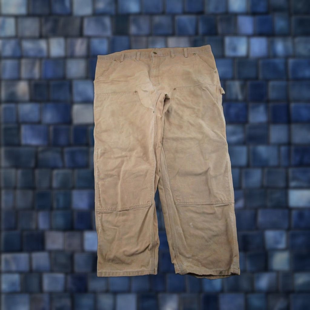 Carhartt VINTAGE Carhartt Pants Workwear Carpenter 90s USA Beige Tan 44x28 5-Pocket Canvas Cotton Mens Jeans/Carpenter Style Size US 44 / EU 60 - 1 Thumbnail