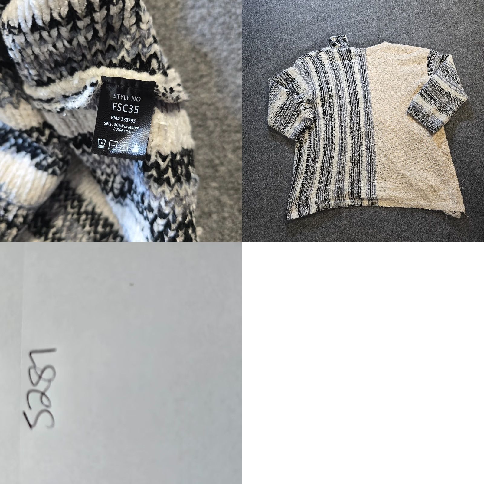 Vintage POL Sweater Shirt Womens Size S White Chunky Knit Striped Open Distressed Casual Size S / US 4 / IT 40 - 8 Thumbnail