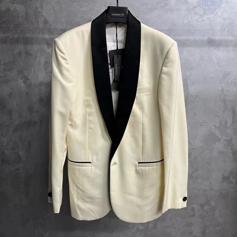 Versace Versace White Black Tuxedo Jacket - dmc Size US L / EU 52-54 / 3 - 1 Thumbnail
