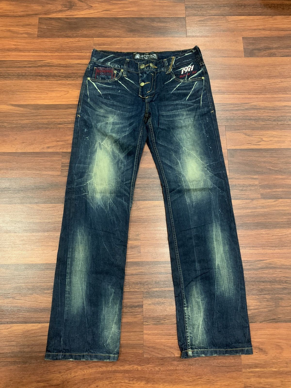 If Six Was Nine Red Pepper Embroidered Jeans Pants Size US 34 / EU 50 - 4 Thumbnail