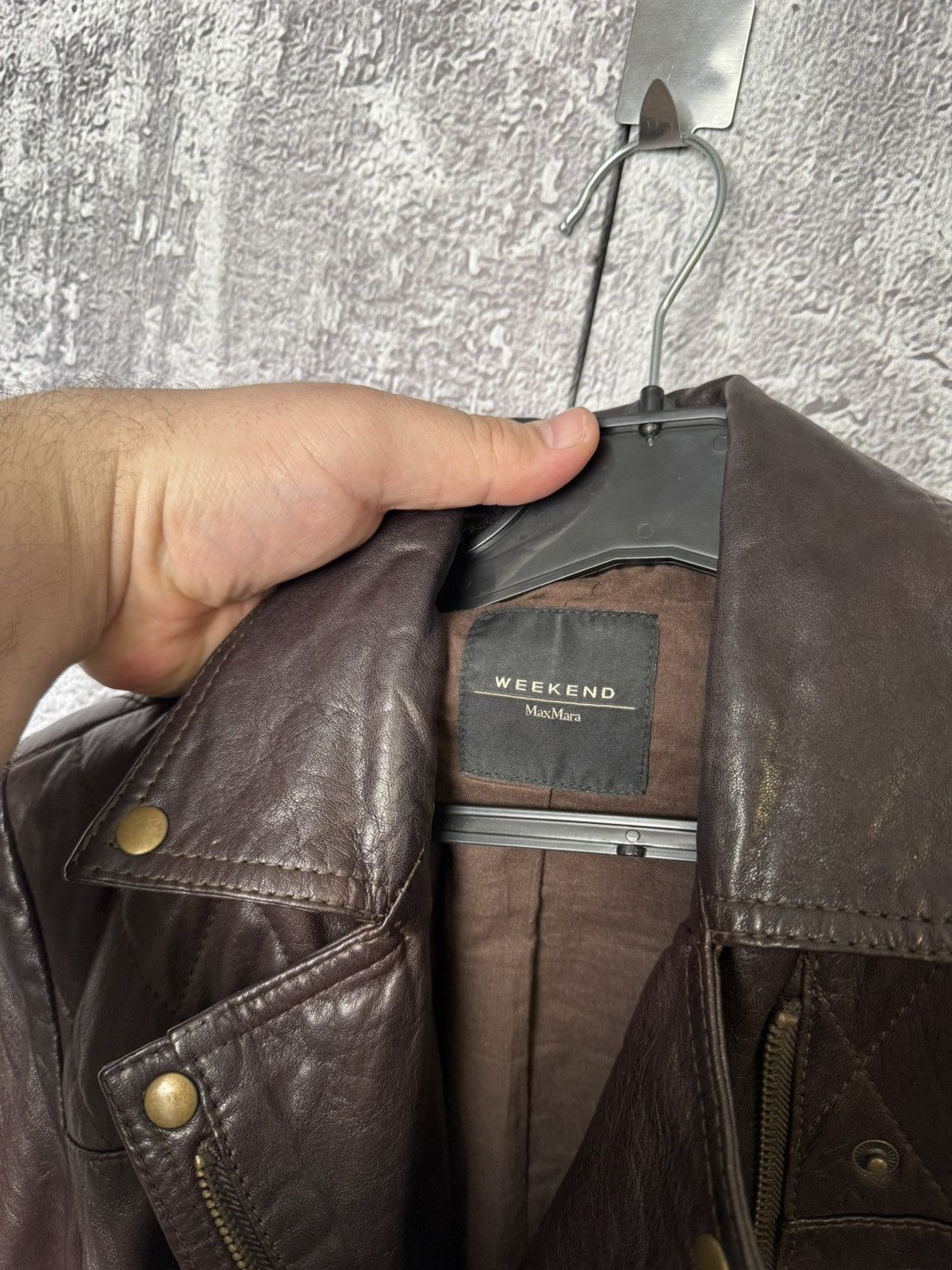 Weekend Max Mara Weekend Max Mara Brown Leather Biker Jacket Cropped Moto Size S / US 4 / IT 40 - 15 Thumbnail