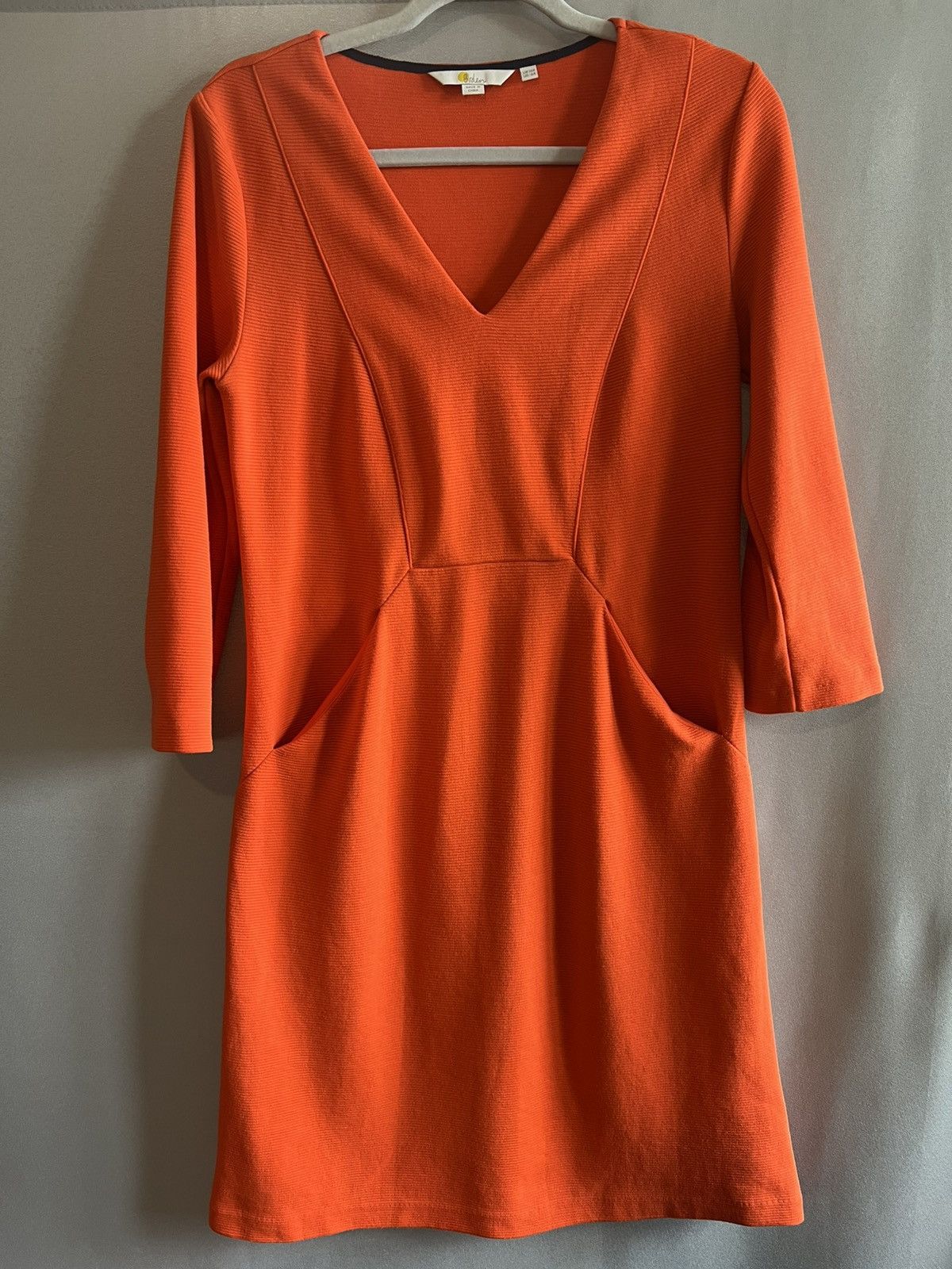 Boden Boden Orange Jasmine Ottoman Ribbed V-Neck Dress Pockets 6R Size M / US 6-8 / IT 42-44 - 1 Thumbnail