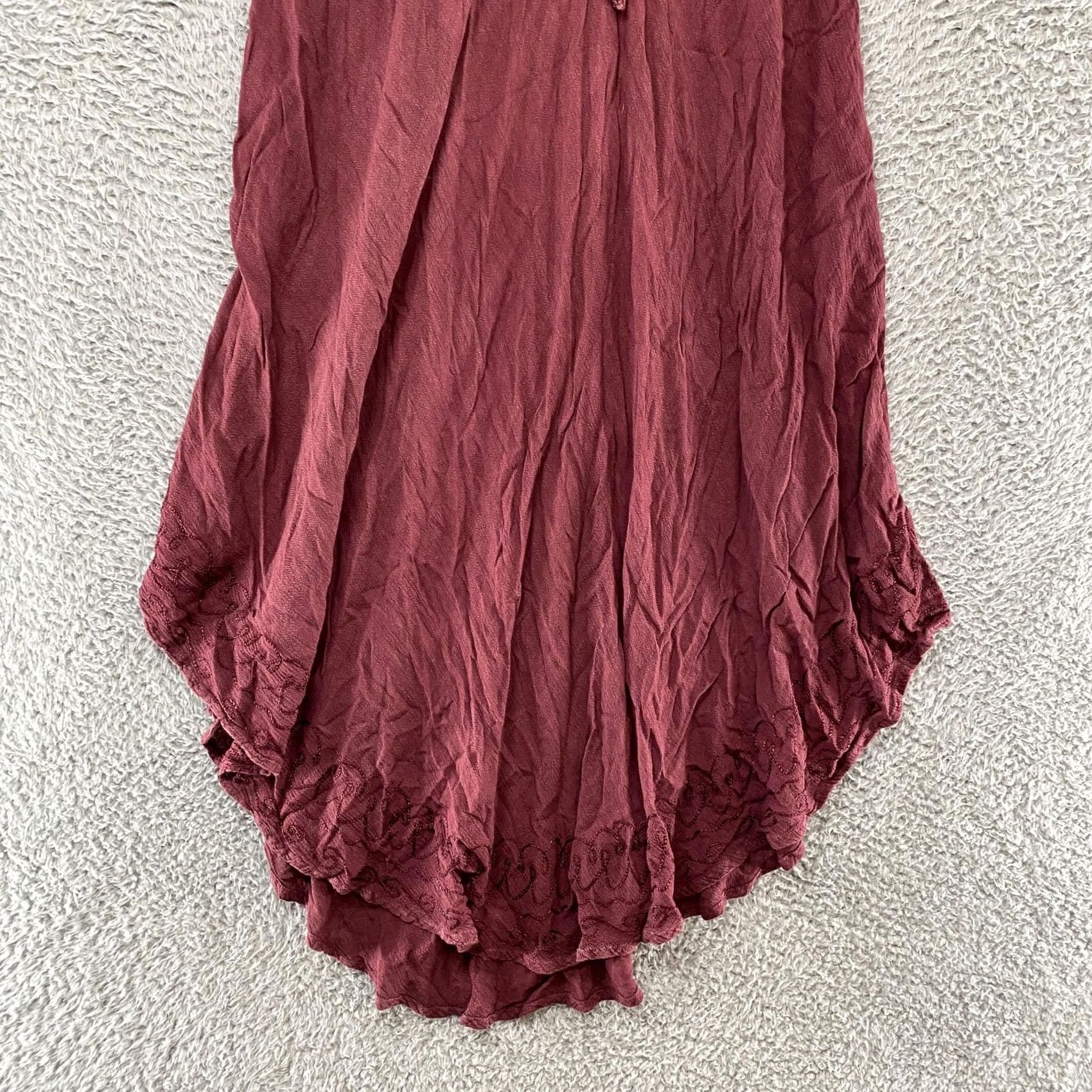 Pinko Sakkas Maxi Dress Womens Hi-Low Embroidered Boho Pink Red Flutter Sleeve Scoop Neck Adult One Size Casual Beach Size ONE SIZE - 2 Thumbnail
