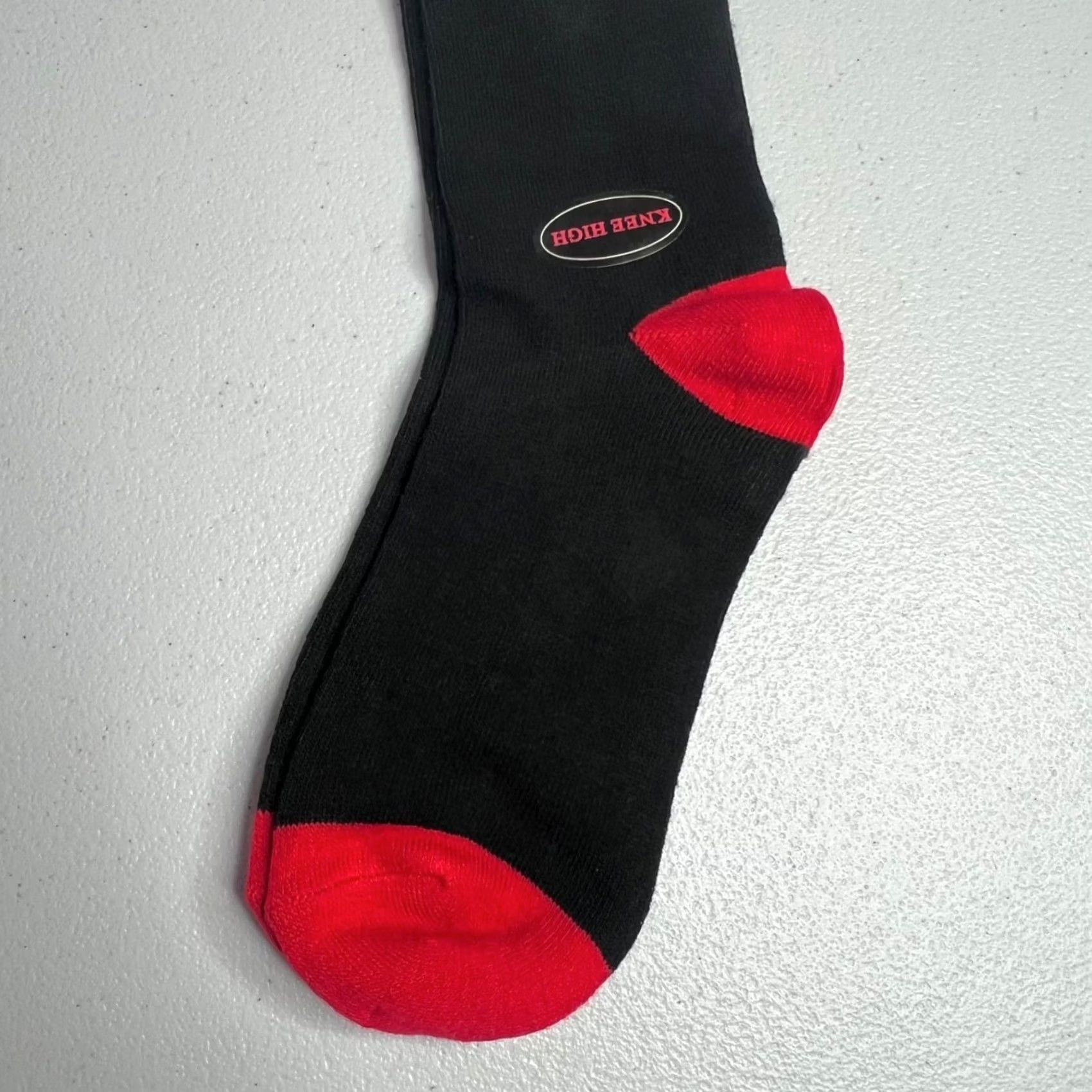Vintage DAVCO Socks Women's Size 9-11 Black Red Knee High Lace Up Socks Size ONE SIZE - 3 Thumbnail