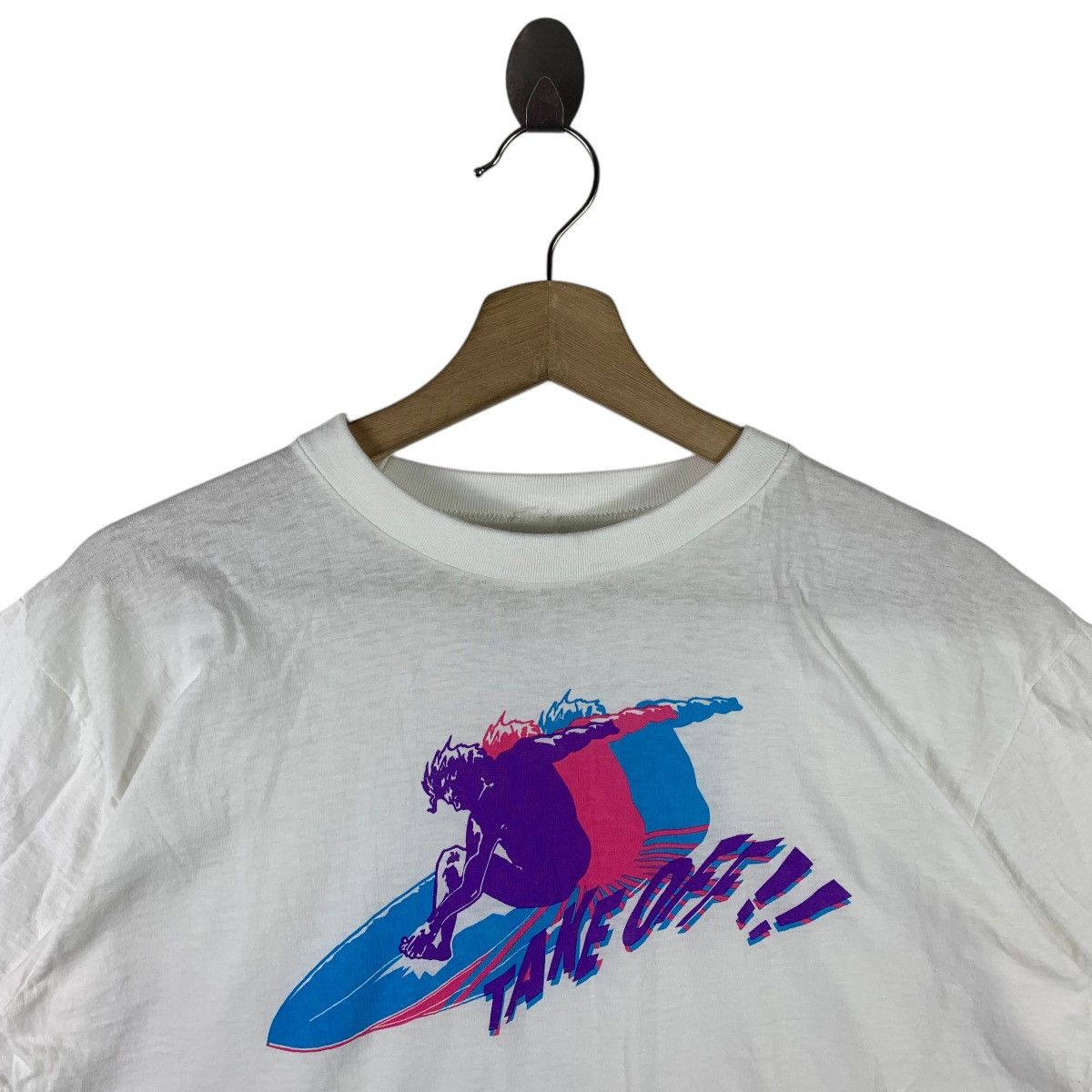 Vintage Vintage 90s TAKE OFF big logo Surfing tee Size US M / EU 48-50 / 2 - 2 Thumbnail