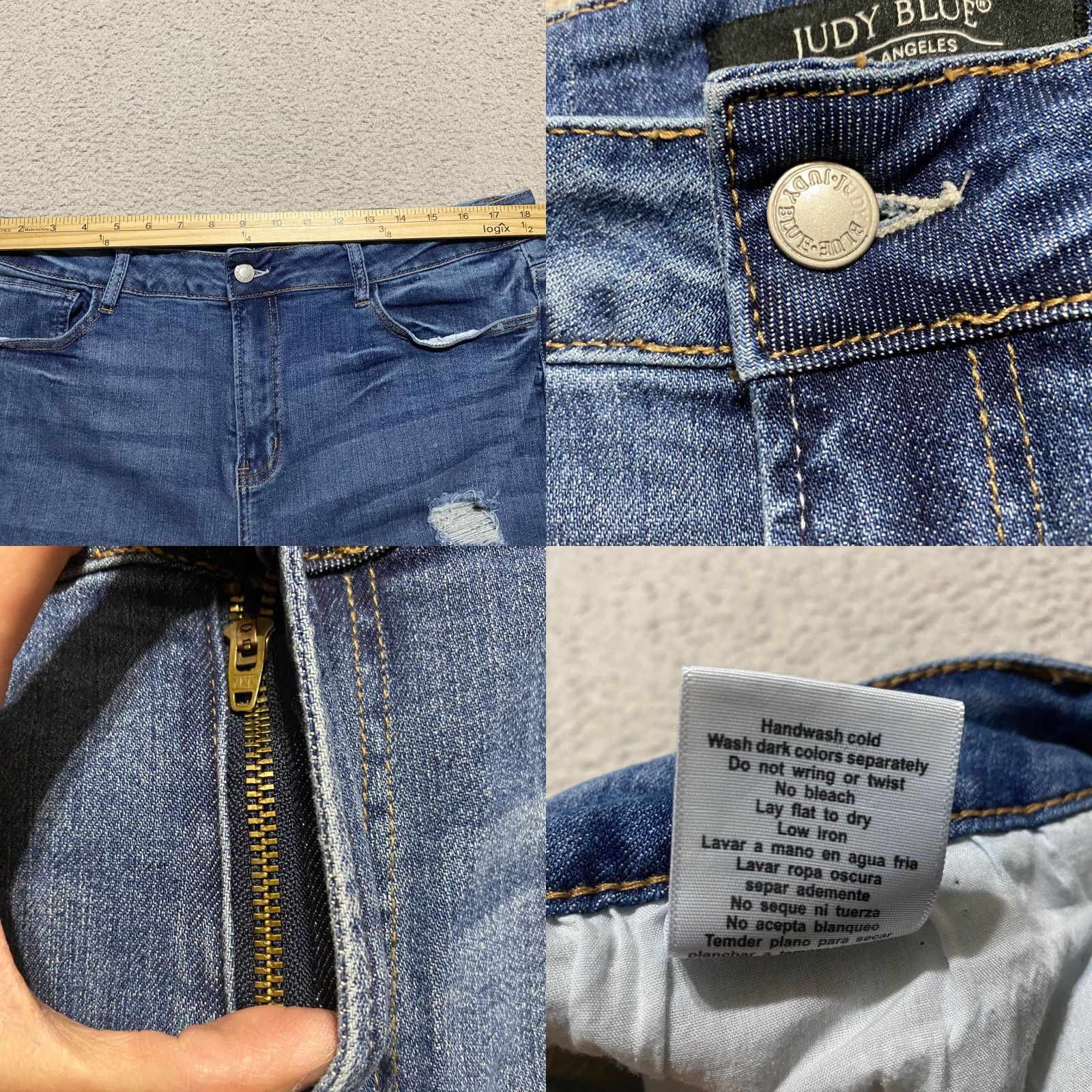 Vintage Judy Blue Jeans Womens 20W High Rise Skinny Denim Distressed 5-Pocket Blue 26in Inseam Plus Size Size 42" / US 20 - 8 Thumbnail