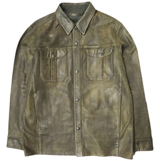 Ralph Lauren Ralph Lauren RRL Hand-Distressed Leather Overshirt Leather Outerwear MNRRWOV16820343 Size ONE SIZE - 1 Thumbnail