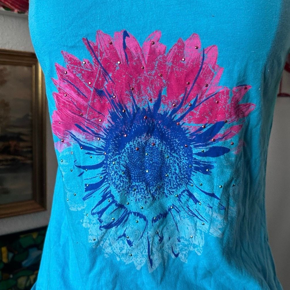 Other dream out loud turquoise floral flower graphic tank top Size XL / US 12-14 / IT 48-50 - 2 Thumbnail