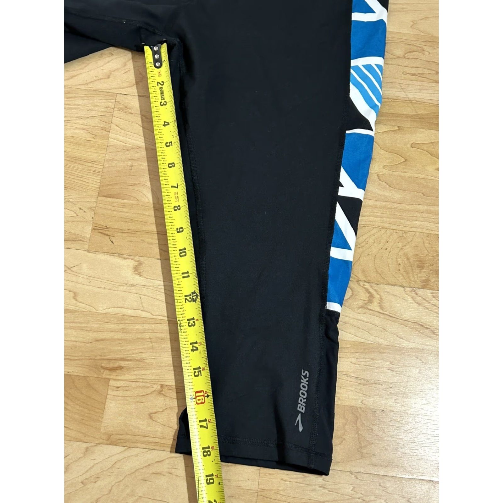 Brooks Brooks Womens Capri Cropped Work Out Pants XL Black Blue Gym Athleisure Sports Size 40" / US 18 - 4 Thumbnail