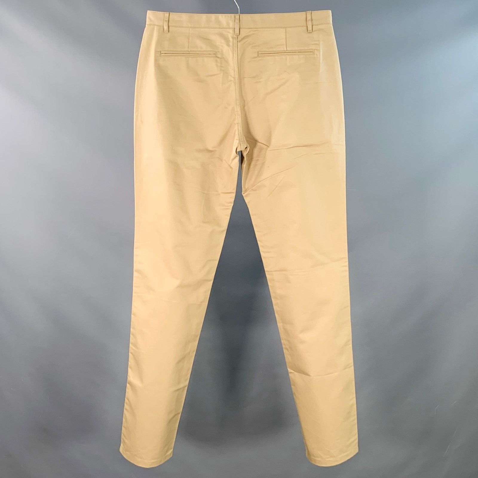 A.P.C. Size 33 Khaki Cotton Twill Flat Front Tapered Casual Pants Size US 33 - 2 Thumbnail